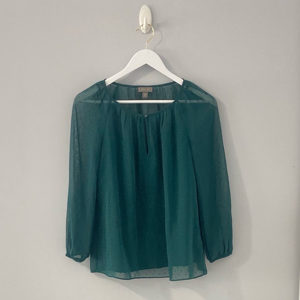 Green chiffon shimmery pokadot blouse